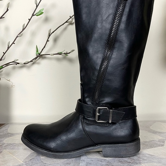 NIB Rampage Allison Asymmetrical Zipper Buckled Knee High Tall Riding/Biker Boot - Picture 6 of 16